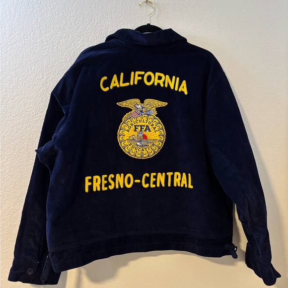 Vintage FFA 100% Cotton Corduroy Jacket California Fresno - Central Blue Size 52 - Picture 2 of 4